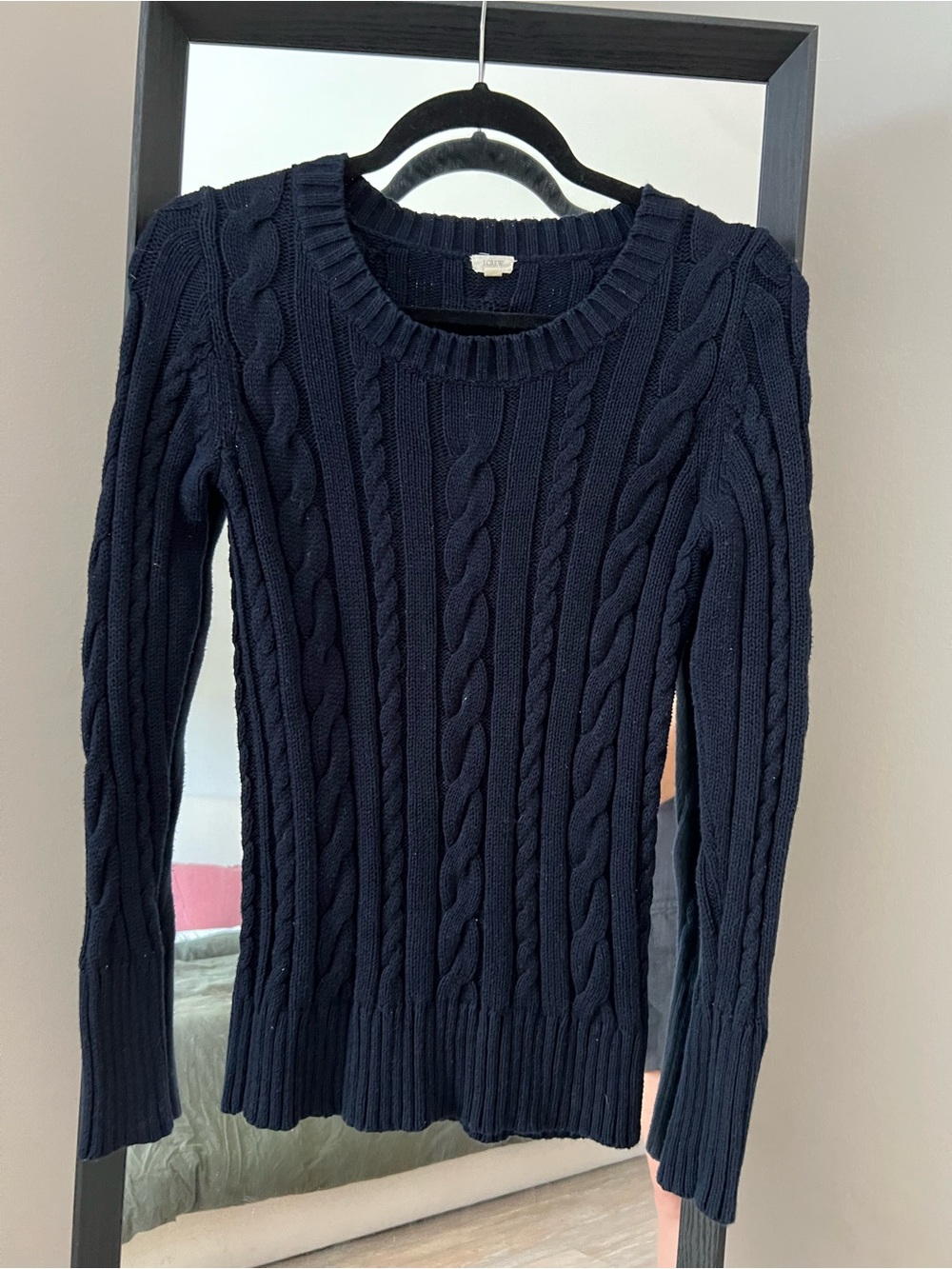 J. Crew Navy Cable-Knit Scoopneck Sweater